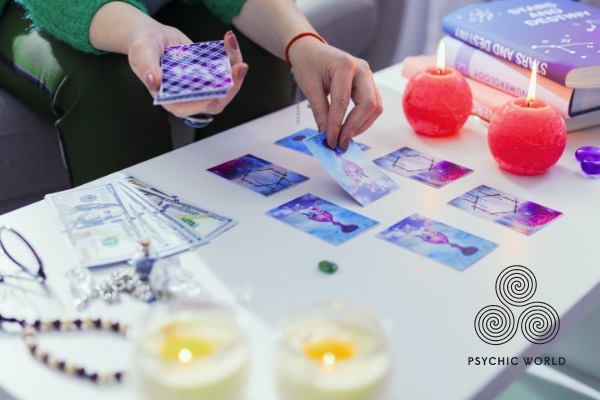woman angel card reading red candles